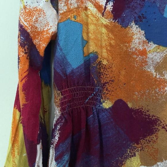 Soft Surroundings Painter's Palette Artsy Gauze Button Down Shirt MP Cinched - Picture 4 of 10